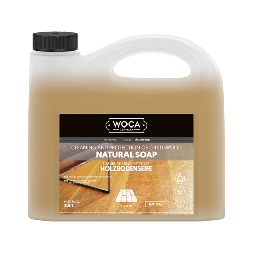 Woca houtzeep naturel 2.5 L voor het regelmatig onderhouden van houten vloeren