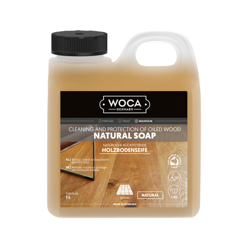 Woca houtzeep 1L naturel voor het regelmatig onderhouden van houten vloeren
