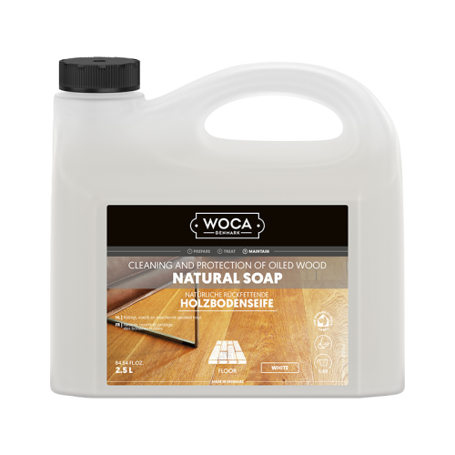 Woca houtzeep 2.5L wit voor het regelmatig onderhouden van houten vloeren